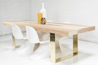 Fat Brass U-Leg Hickory Dining Table