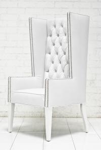 Ultra Tall Mod Wing Dining Chair in Faux White Croc Leather