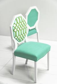 Octagon Dining Chair with Mint Lattice Fabric