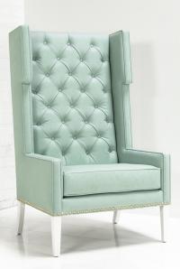 Tangier Wing Chair in Aqua Faux Leather