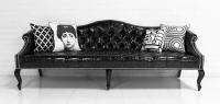 Mademoiselle Sofa in Faux Black Croc Patent Leather