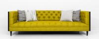 Koenig Sofa in Yellow Linen and Dark Walnut