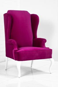Brixton Wing Chair in Pink Velvet