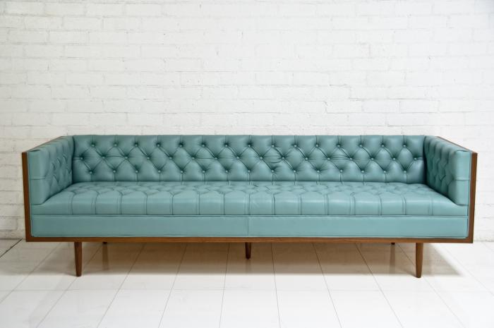 blue leather coach