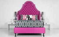 Extra Tall Bel-Air Bed in Pink Textured Linen