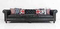 Chesterfield Sofa in Genuine Black Leather