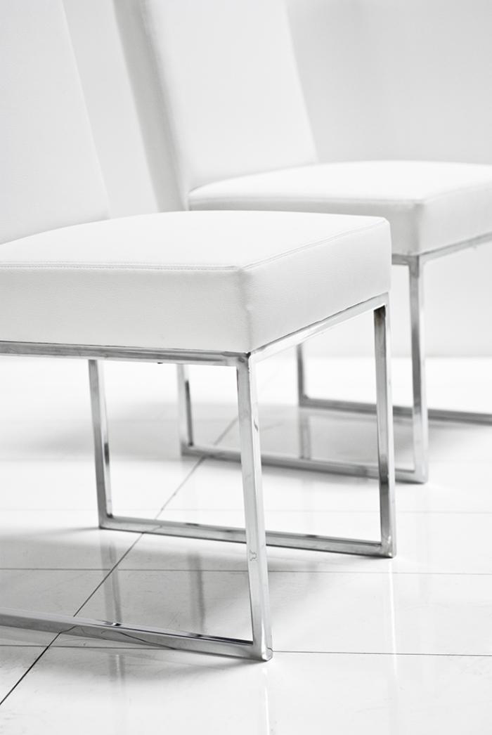 White leather dining hotsell chairs with chrome legs