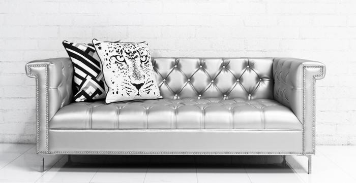 Sinatra Love Seat in Mitchell Starlight Silver Faux Leather