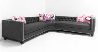 Hollywood Curved Sectional in Charcoal Faux Leather