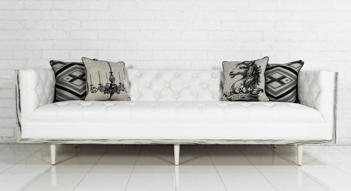 Koenig Sofa in Faux White Leather