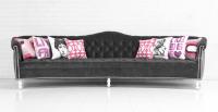 Custom Curved Mademoiselle Sofa in Charcoal Velvet