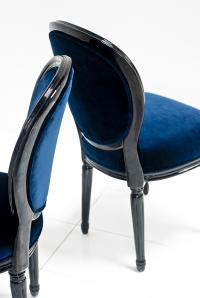 Louis Dining Chair in Navy and Black Gloss