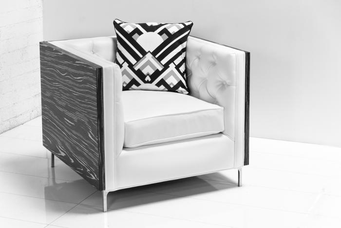 Koenig / 007 Black and White Macassar Arm Chair