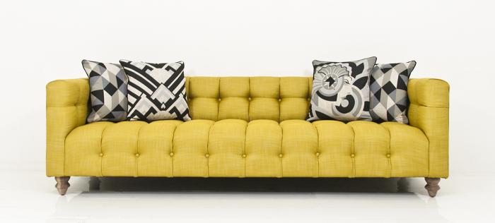 Delano Sofa in Old Gold Textured Linen