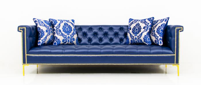 blue leather coach