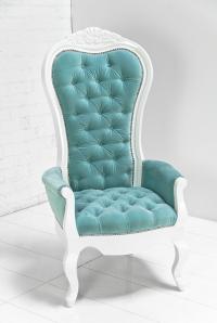 Riviera Wing Chair in Aqua Velvet