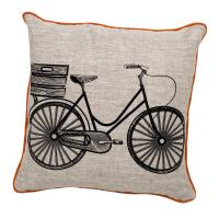 Retro Bicycle Pillow Black & Oatmeal