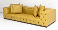 Tufted Fat Boy Sofa in Gold Faux Leather