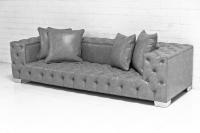 Tufted Fat Boy Sofa in Grey Faux Leather