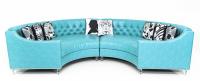 Circle Sectional in Turquoise Faux Leather
