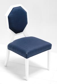 Octagon Dining Chair in Navy Linen
