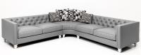 Hollywood Curved Sectional in Grey Faux Leather
