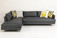 Slim Jim Sectional in Grey Faux Lizard Leather