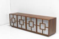 St. Tropez Credenza in Walnut and Antique Glass