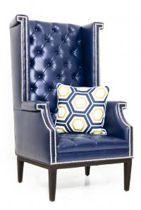 Sinatra Wing Chair in Navy Faux Leather