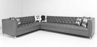 Hollywood Sectional in Dark Grey Genuine Leather