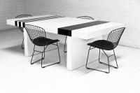 Black & White Stripped Plinth Table (Short)