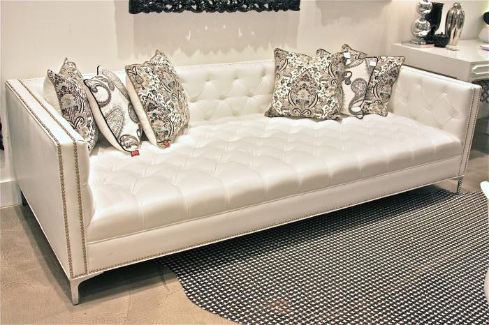 White on sale studded couch