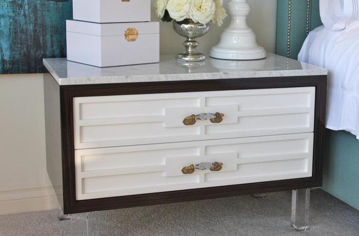 Custom St. Tropez nightstand with marble top