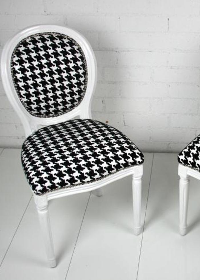 Louis Chair in Hounds Tooth