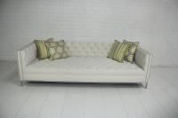 New Deep Tufted Sofa in Ivory Velvet 