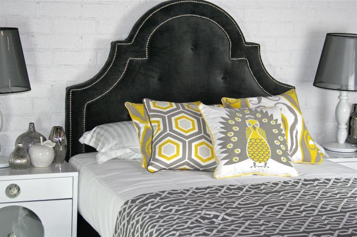 Hollywood Bed in Charcoal Velvet 