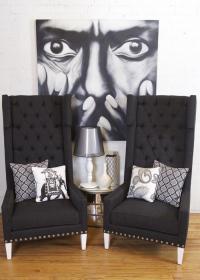 Tangier Wing Chair Dark Gray Tweed