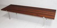 Lautner Outdoor Bench with Stainless Steel Legs and Ironwood Slats