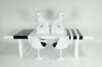 Custom Black&White striped Plinth Dining Table