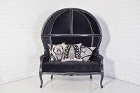 Balloon Chair Loveseat in Charcoal Velvet 