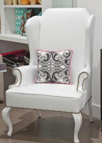 Brixton Wing Chair in White Faux Leather