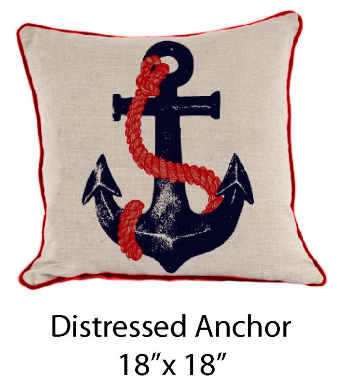 Distressed Anchor Oatmeal/Navy/Red 