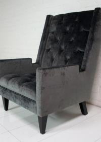 Knightsbridge Wing Chair in Charcoal Velvet