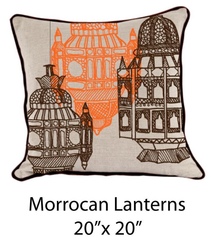 Moroccan Lanterns Oatmeal/Orange/Brown 