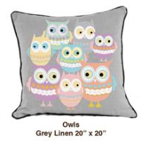 Owls Grey Linen