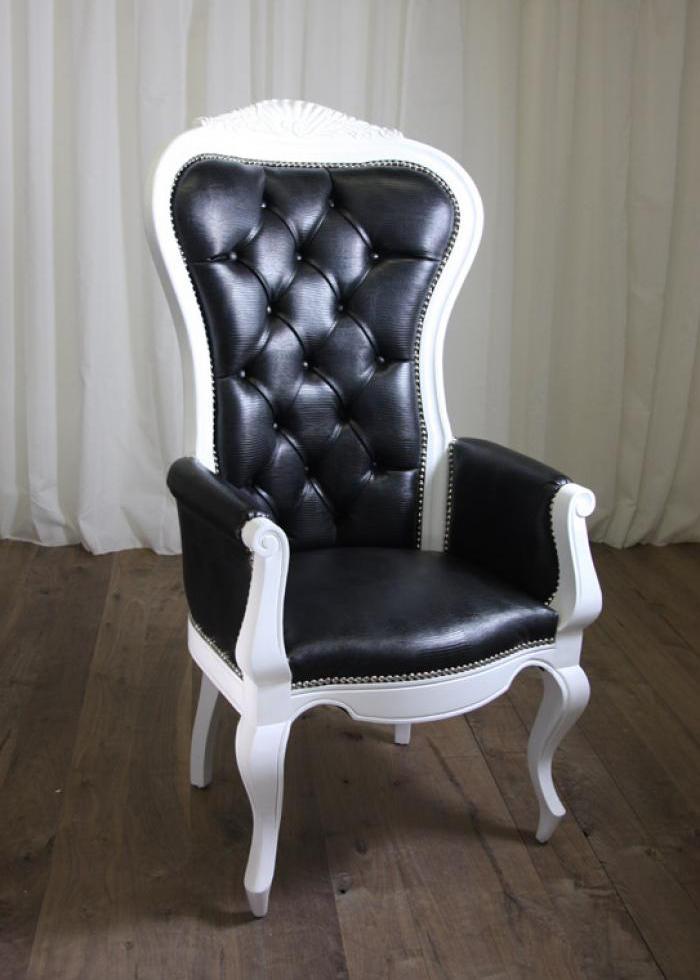 Riviera Wing Chair with Arms (Black with White)