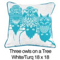 Three Owls White / Turquoise