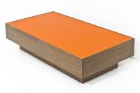 Walnut/Orange Plexiglass Box coffee table 