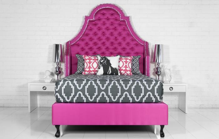 Extra Tall Bel Air Bed In Pink Textured, Extra Tall Headboard Queen Bed