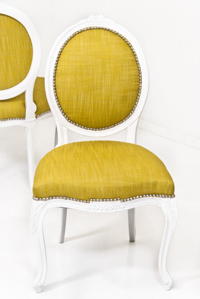 Victoria Dining Chair in Yellow Linen